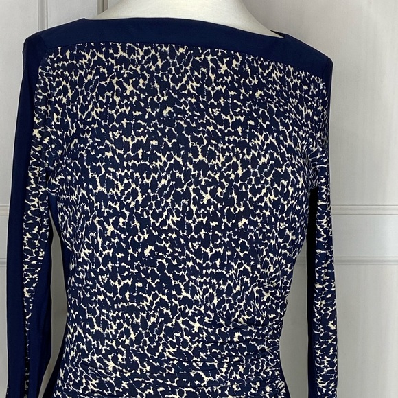 Lauren Ralph Lauren Navy Leopard Print Dress sz 10 - Picture 6 of 8